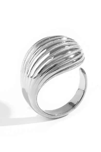 Malena Striped Adjustable Ring