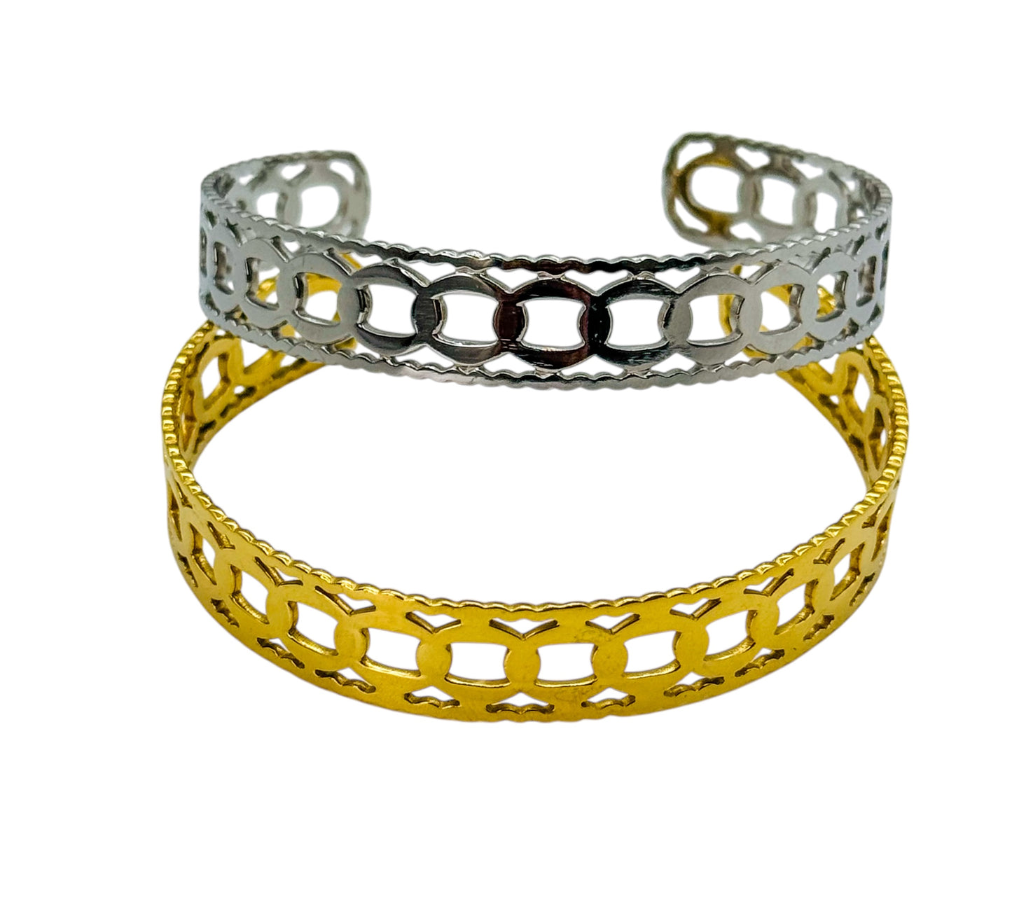 Pulsera Emma Ajustable-Diseño Cuadrado-Dorado-Plateado