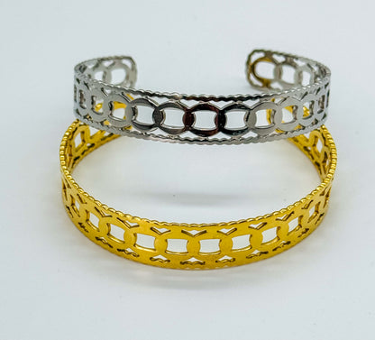 Pulsera Emma Ajustable-Diseño Cuadrado-Dorado-Plateado